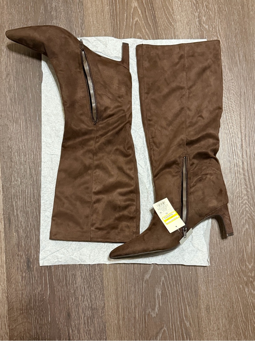 a new day Brown Suede Pointed-Toe Mid-Calf Heeled Boots - Picture 3 of 5